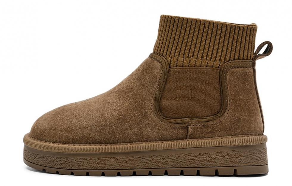 EBLAN Warm Ankle-Length Snow Boots Women's Khaki