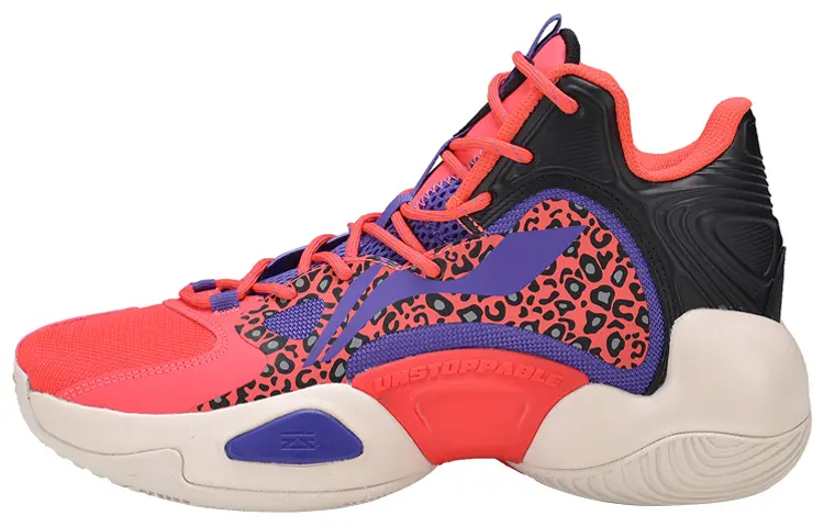 LiNing Power 6 V2 Cushioning Support Coverage Mid top Basketball Shoes Men's Red Black Purple