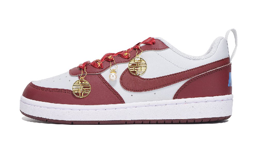 Nike Court Borough Anti Slip Wear Resistant Low Top Skateboard Shoes Women's Red White