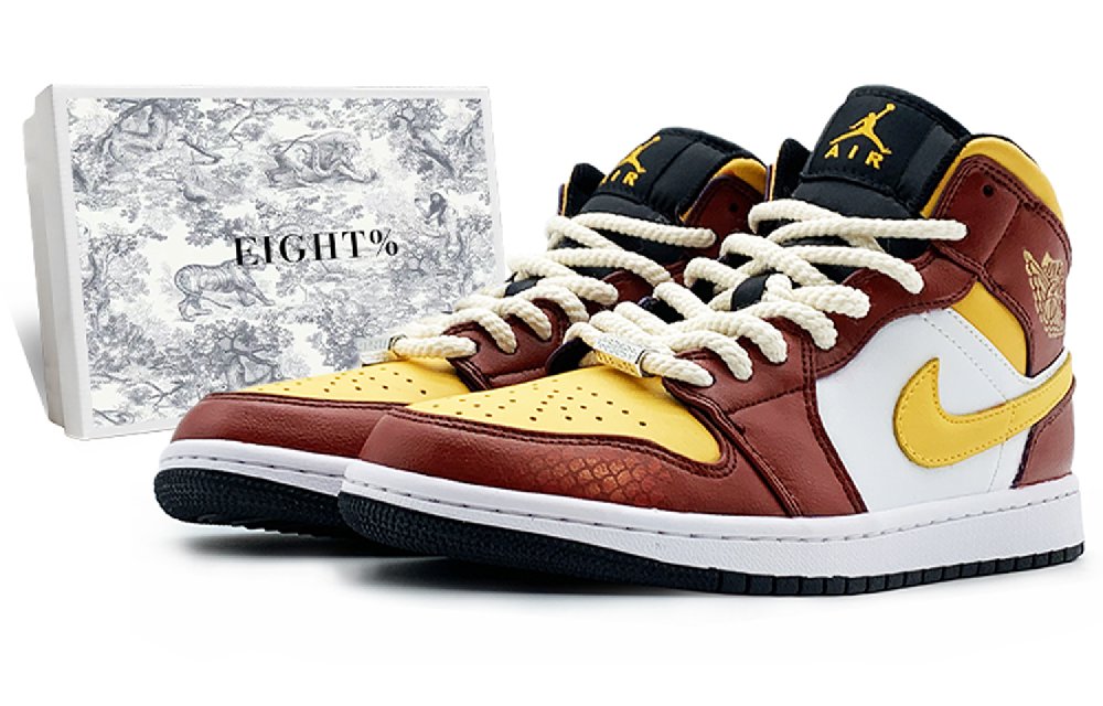 Jordan Air Jordan 1 Mid 'laker' High-Top Vintage Basketball Shoes Men's Red Yellow