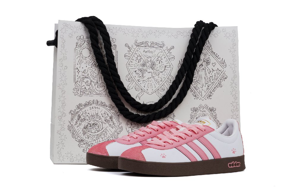 Adidas Neo VL Court 2.0 Low Top Skateboard Shoes Unisex White Pink