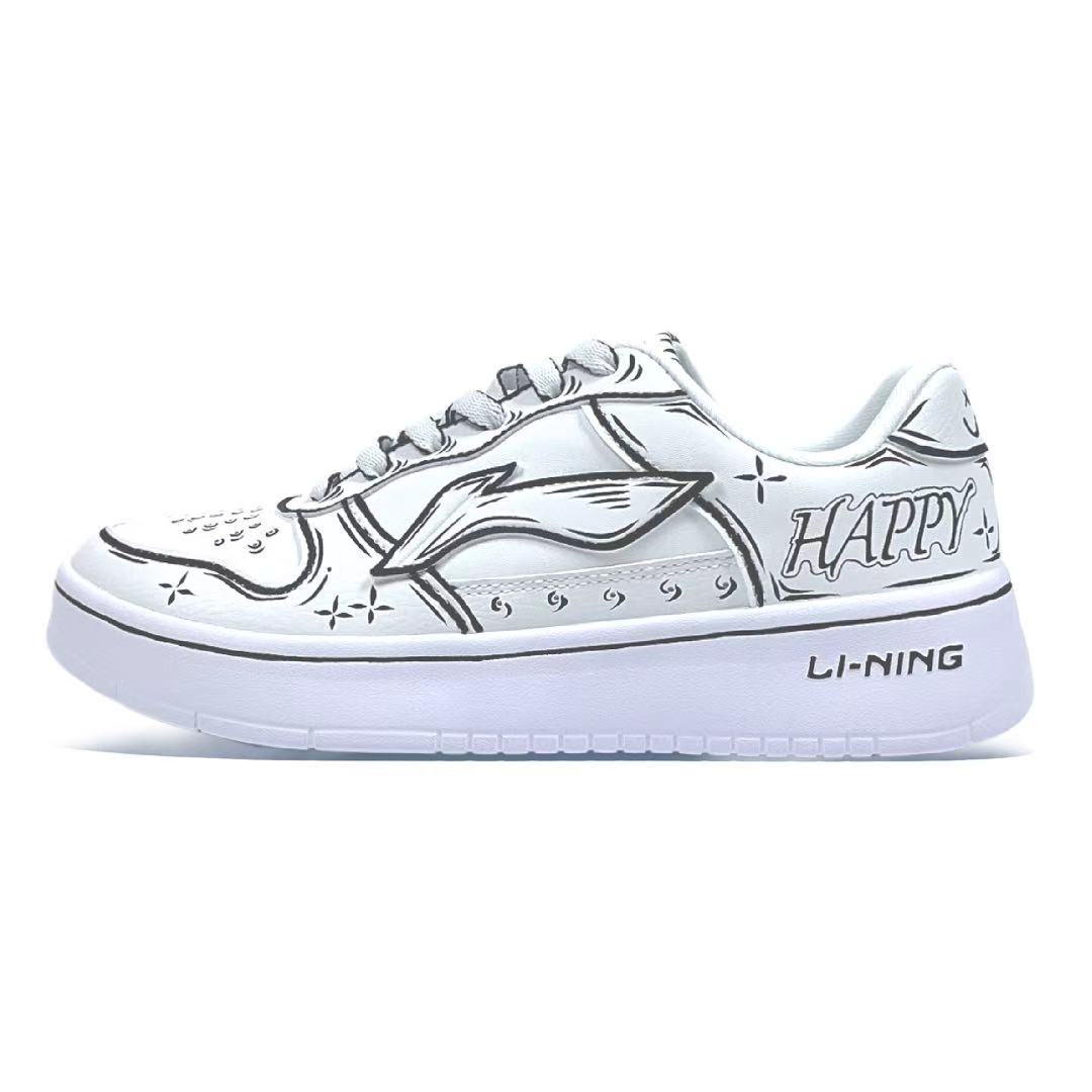 LINING Pontoon Boats Skateboard Shoes Unisex Low top Black/White
