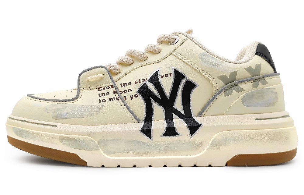 MLB Chunky Liner Anti-Slip And Wear-Resistant Height Increasing Low-Top Skateboard Shoes Unisex Light Yellow