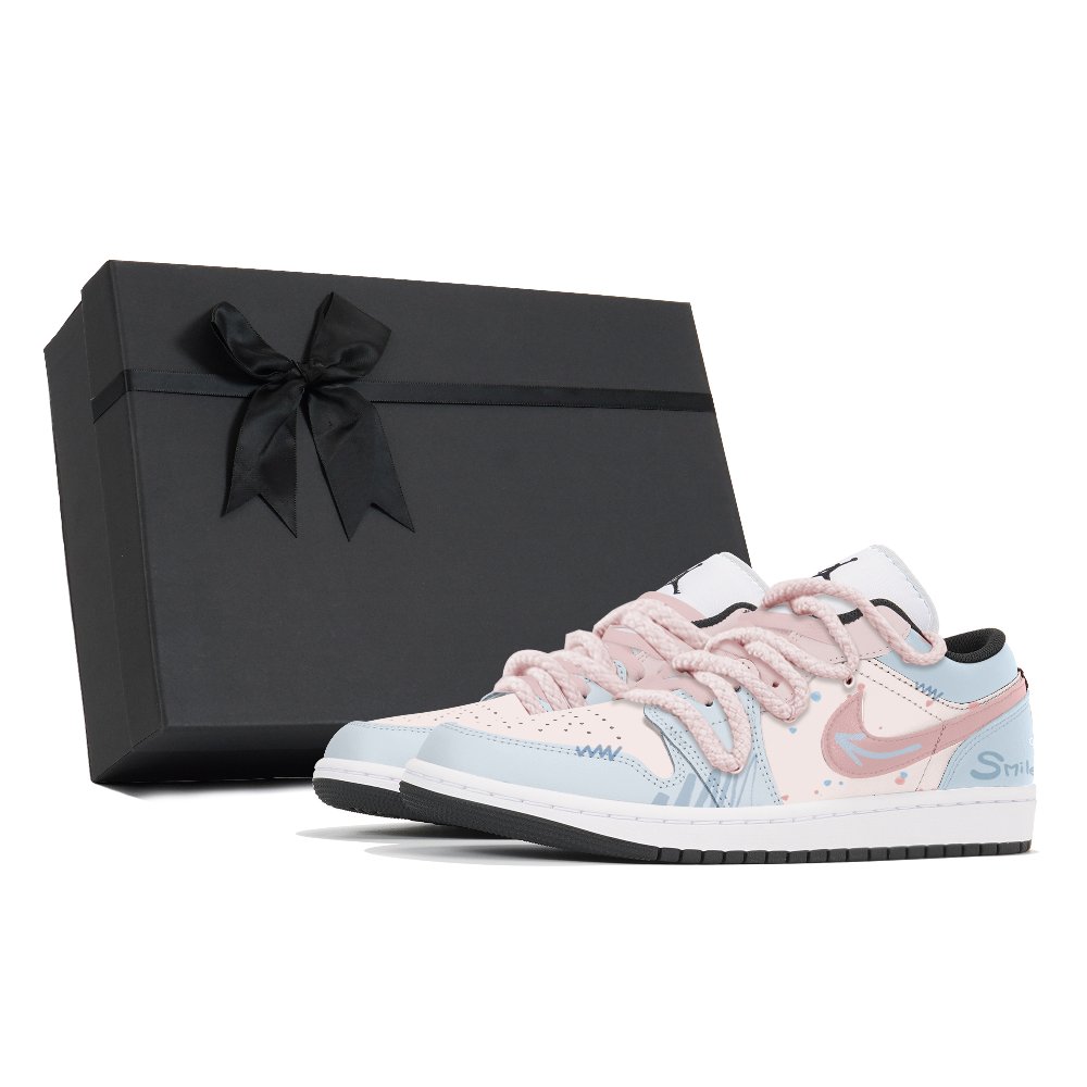 Jordan Air Jordan 1 Abrasion-Resistant Low-Top Vintage Basketball Shoes Women's Blue Pink