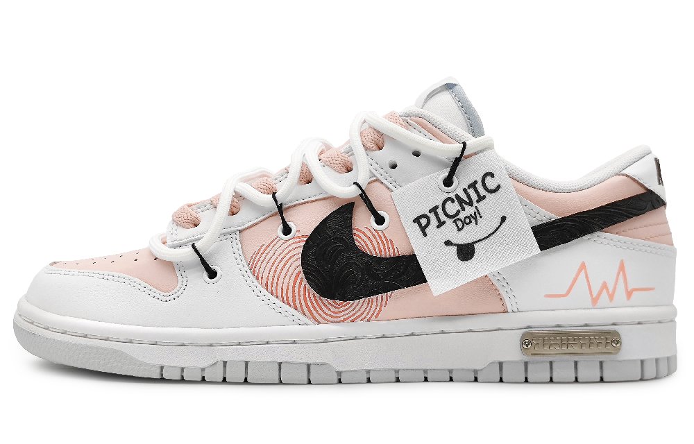 Nike Dunk Low-Top Skateboard Shoes Men's Pink Gray