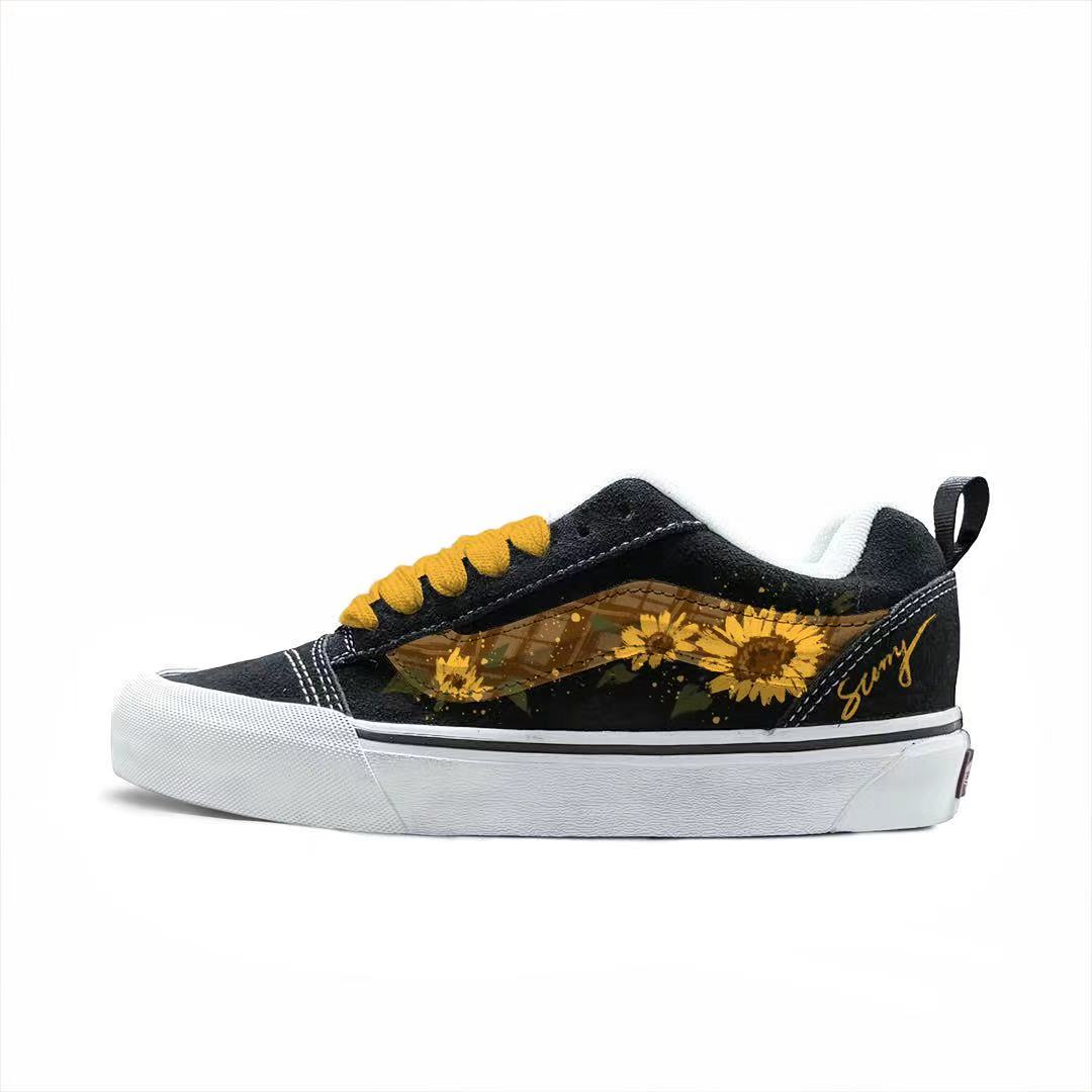 Vans Knu Skool Abrasion Resistant Low top Skateboard Shoes Unisex Yellow