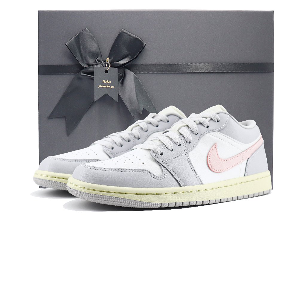 Jordan Air Jordan 1 Chuangyi Anti Slip Wear Resistant Low Top Vintage Basketball Shoes Unisex White Pink