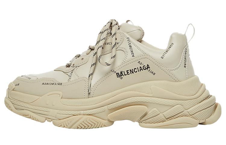 Balenciaga All Over Logo Triple S Beige Women's