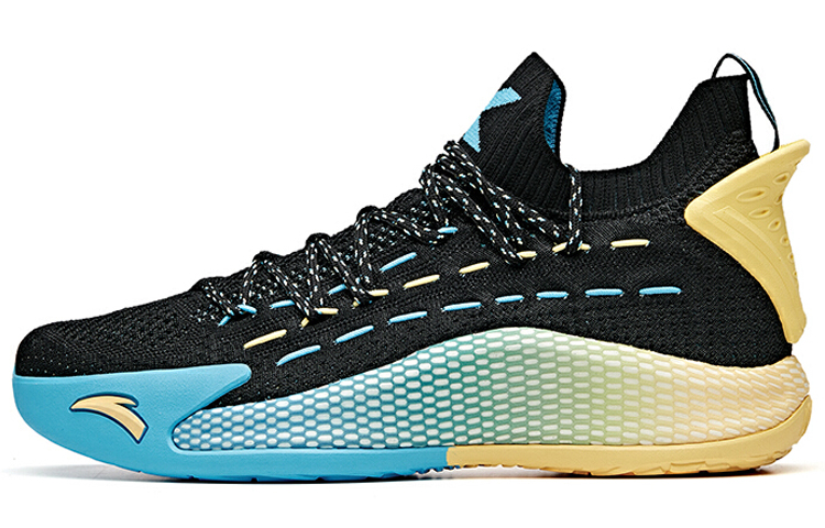 Anta KT5 Thompson Cushioning Anti-Slip And Wear-Resistant Mid-Top Performance Basketball Shoes Black Blue Yellow