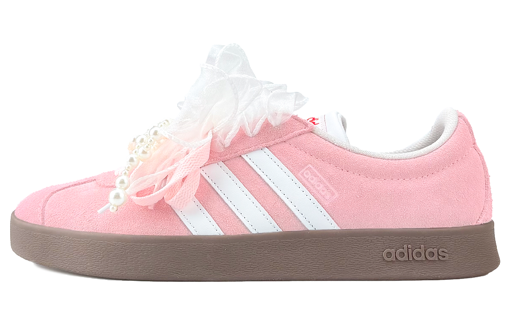 Adidas VL COURT 2.0 Abrasion Resistant Low Top Skateboard Shoes Women's Pink
