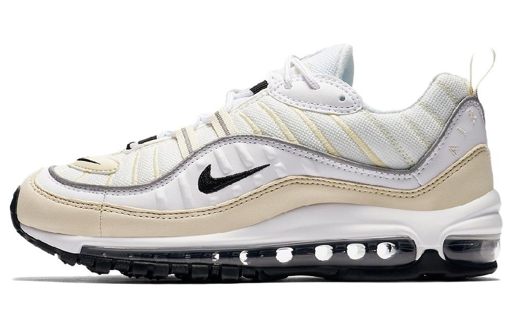 Nike Air Max 98 Shock Absorbers With Slip Resistant Features Low Top Running Shoes Men's Ecru