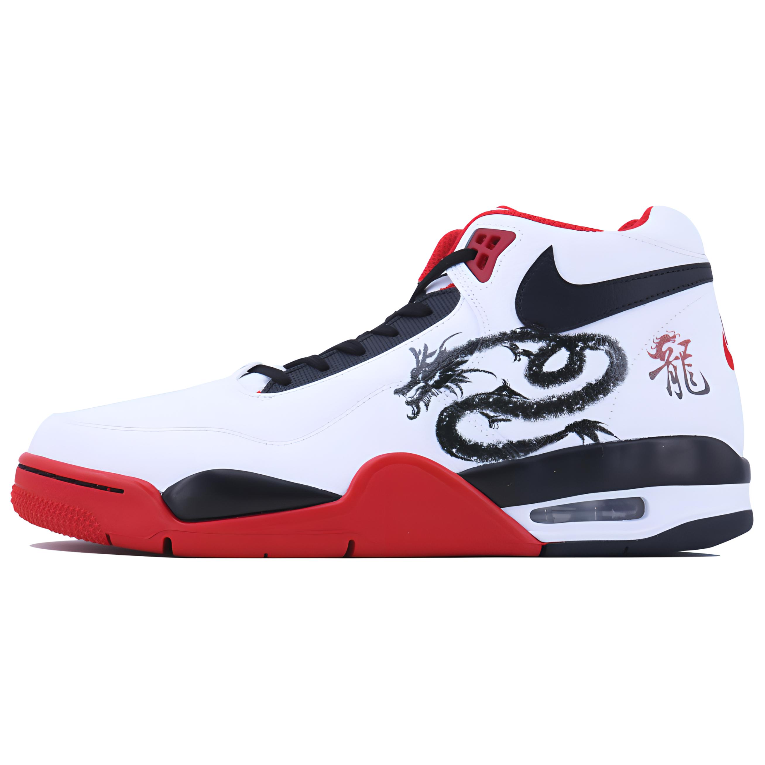 Nike Flight Legacy Mid-Top Vintage Basketball Shoes Unisex White Black Red