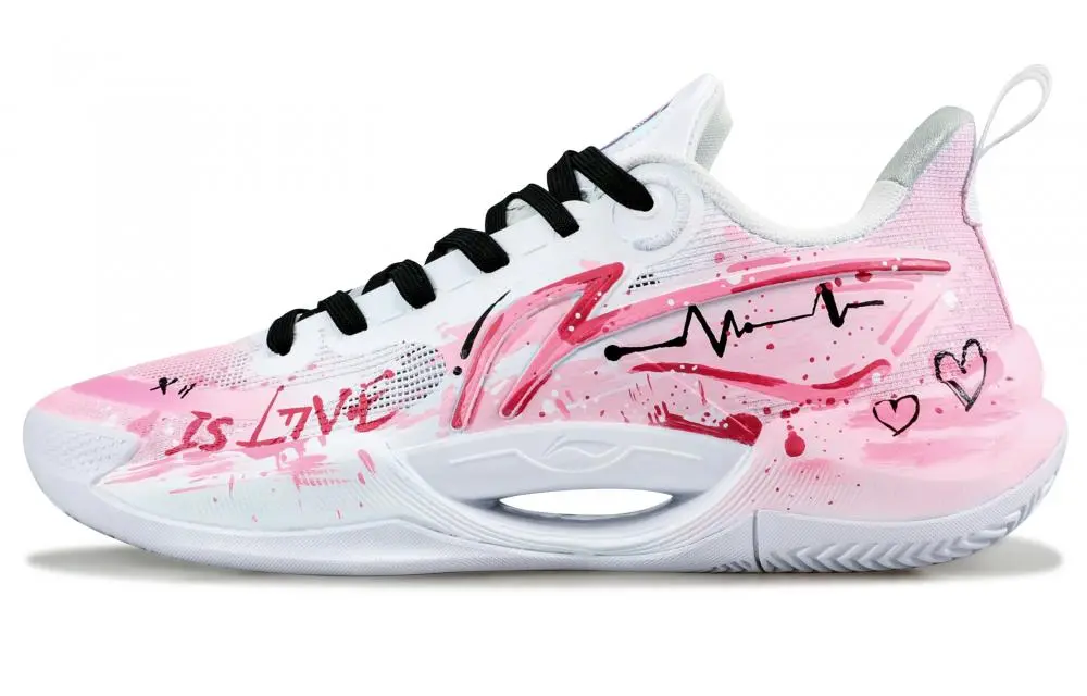 LiNing Super Light V2 Slip Resistant Abrasion Resistant Low top Basketball Shoes Men's Pink