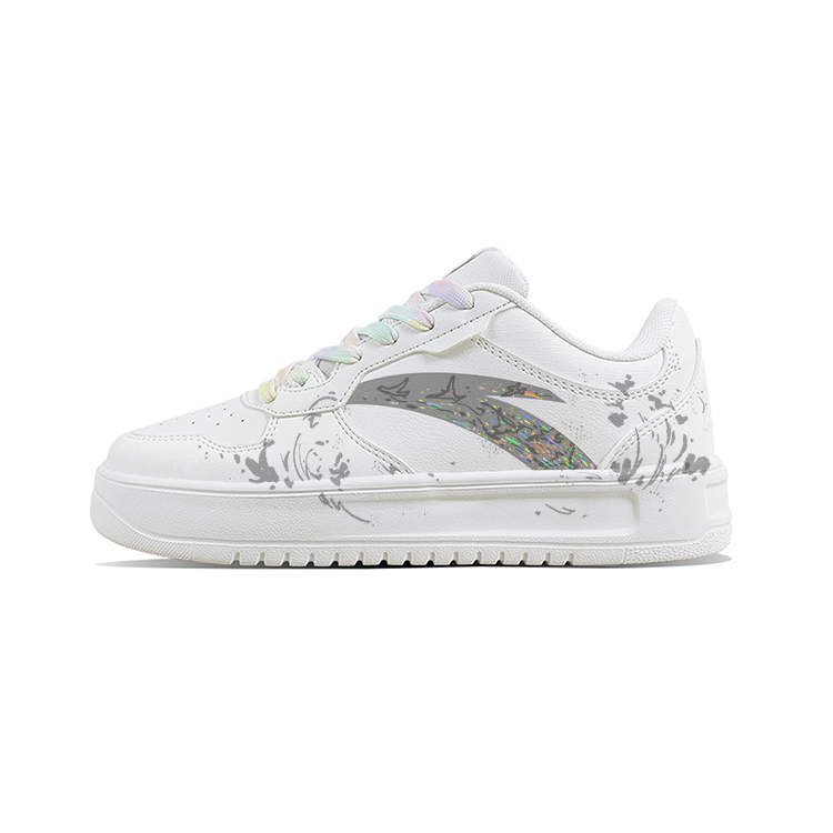 Anta Relaxed Slip Resistant Shock Absorbers Low Top Skateboard Shoes Unisex White Gray