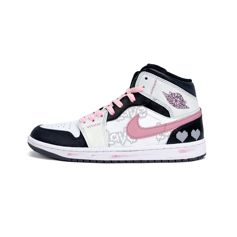 Jordan Air Jordan 1 Abrasion Resistant Mid Top Vintage Basketball Shoes Unisex Black