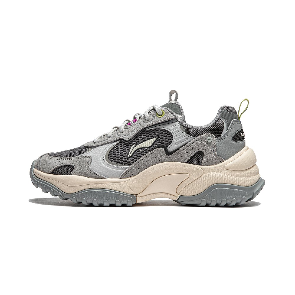 LiNing Churu Anti-Slip Wear-Resistant Low-Top Casual Shoes Women's Moon Plate Gray