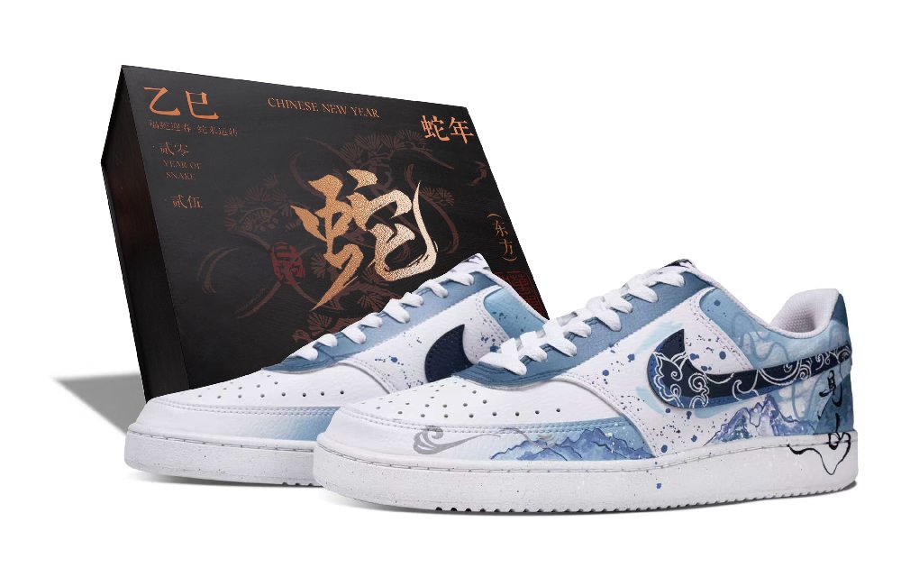 Nike Court Vision 1 Slip-Resistant Cushioning Abrasion-Resistant Low-Top Skateboard Shoes Unisex White Blue