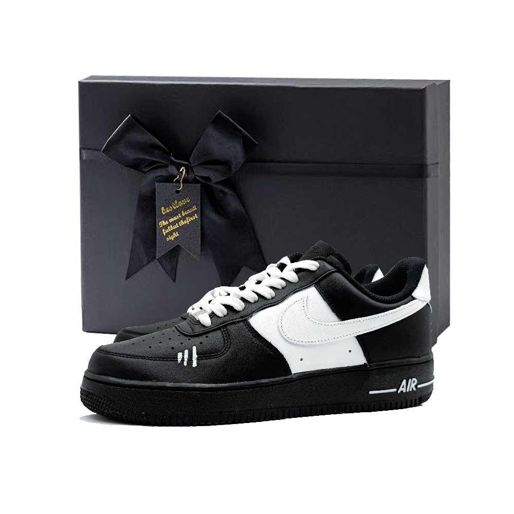 Nike Air Force 1 Anti Slip Wear Resistant Low Top Skateboard Shoes Unisex Black White