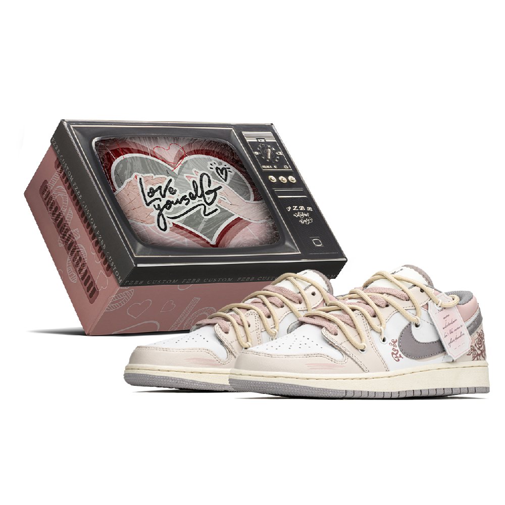 Jordan Air Jordan 1 Low-Top Vintage Basketball Shoes GS Gray Pink