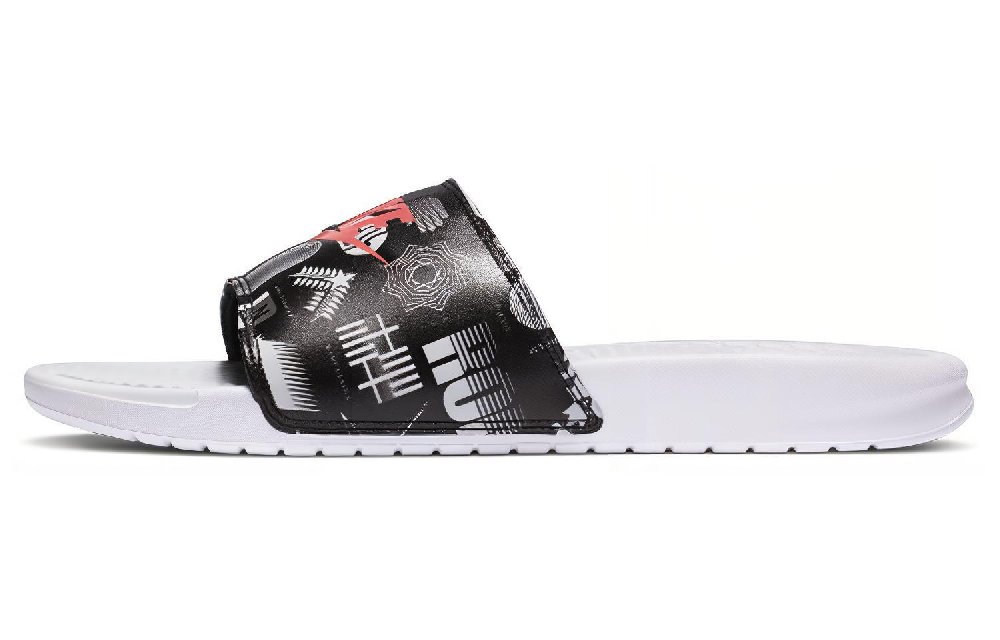 Nike Benassi Jdi Print White Black Slippers 'White Black'