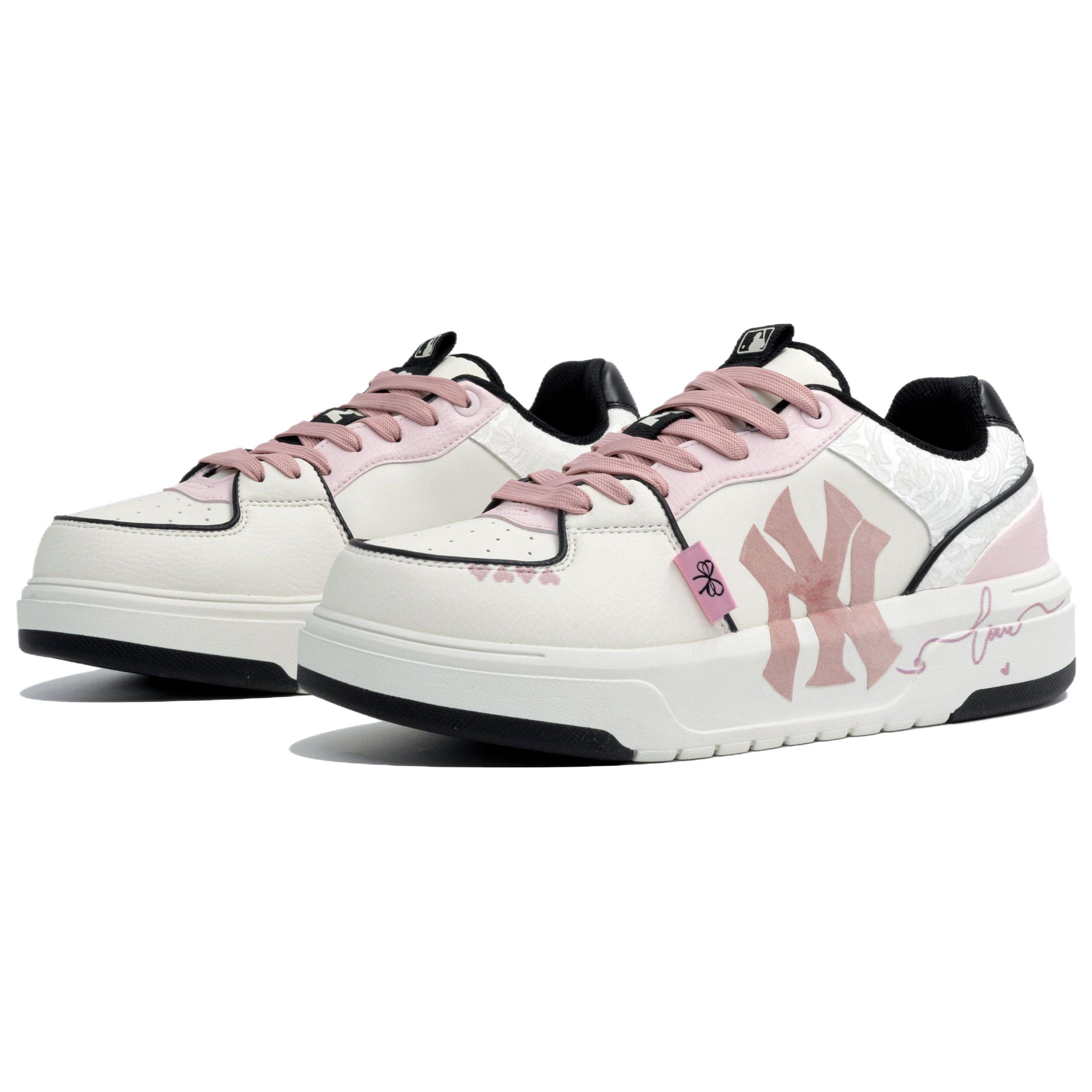 MLB Chunky Liner LTDZ Love, Shopping Bag Anti Slip Wear Resistant Low Top Skateboard Shoes Unisex Pink White