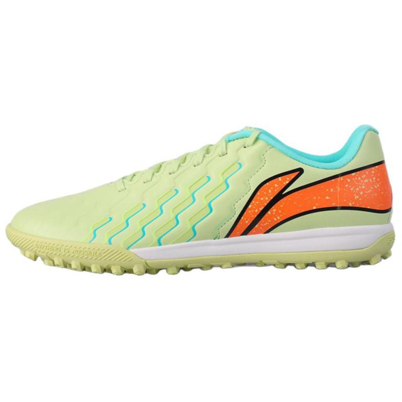 LiNing Jin Artificial Ground Natural Ground Anti-Slip Wear-Resistant Soccer Shoes Men's Green Orange