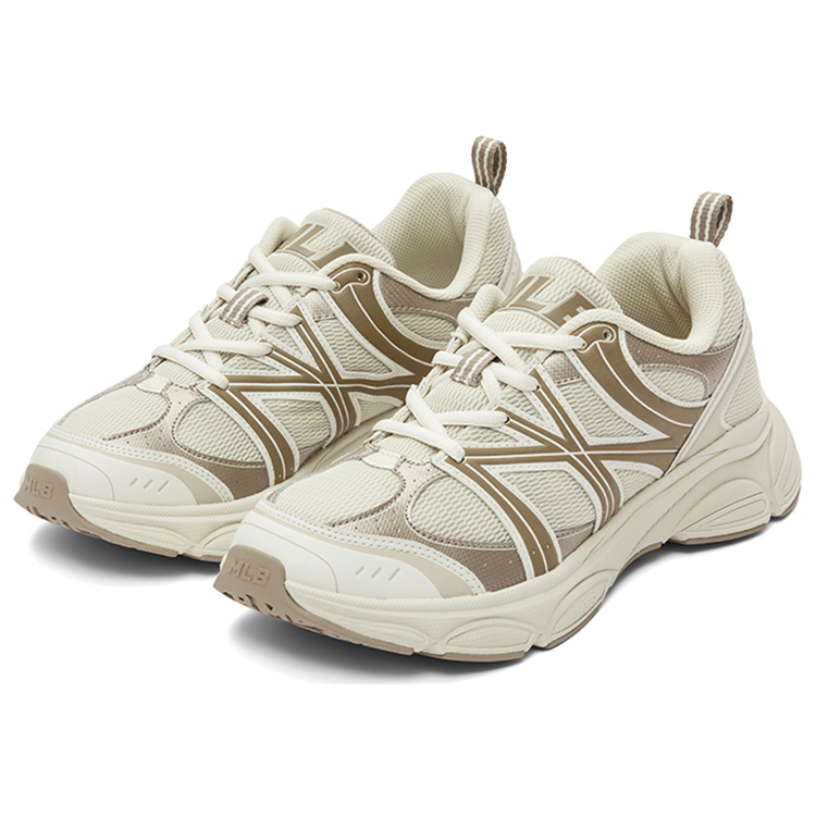 MLB Chunky Runner Ace Runner Cushioning Wear-Resistant Low-Top Casual Running Shoes Unisex Beige Yellow