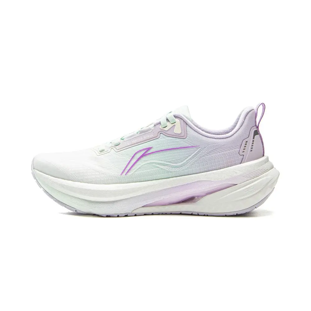 LiNing Shock Absorbers Slip Resistant Abrasion Resistant Breathable Low Top Running Shoes Women's White Purple