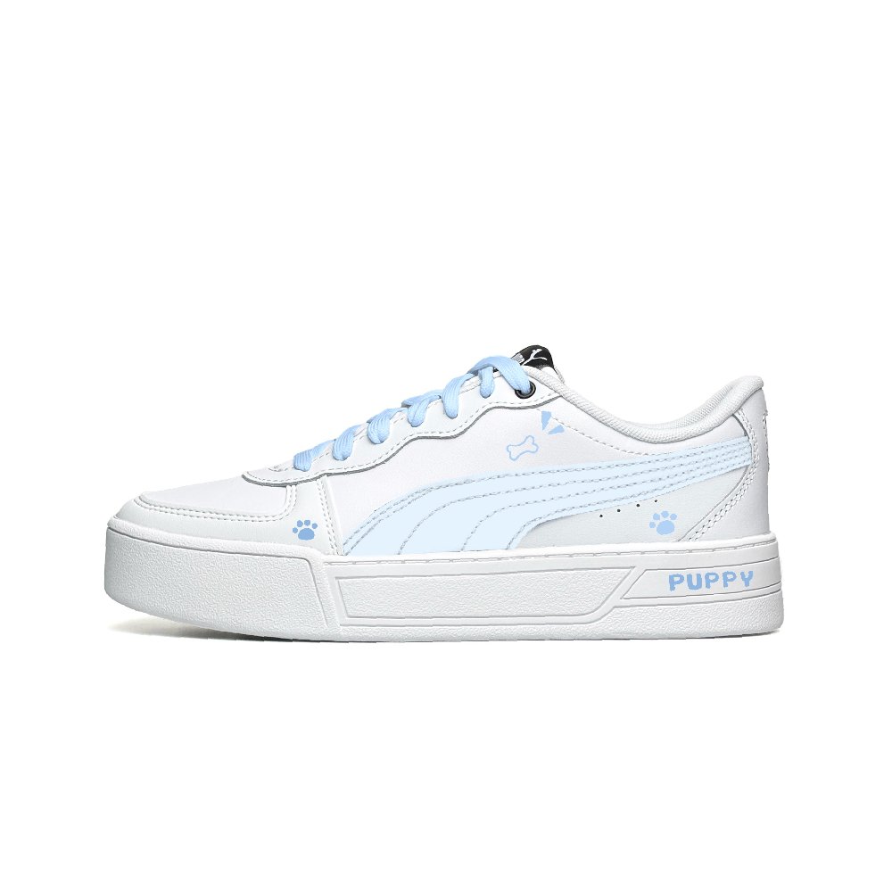 PUMA Skye Vassell Anti Slip Wear Resistant Low Top Skateboard Shoes Women's White Blue