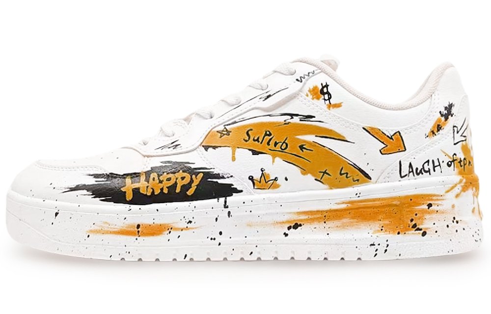 Anta Relaxed Slip Resistant Shock Absorbers Low Top Skateboard Shoes Men's White Orange Black