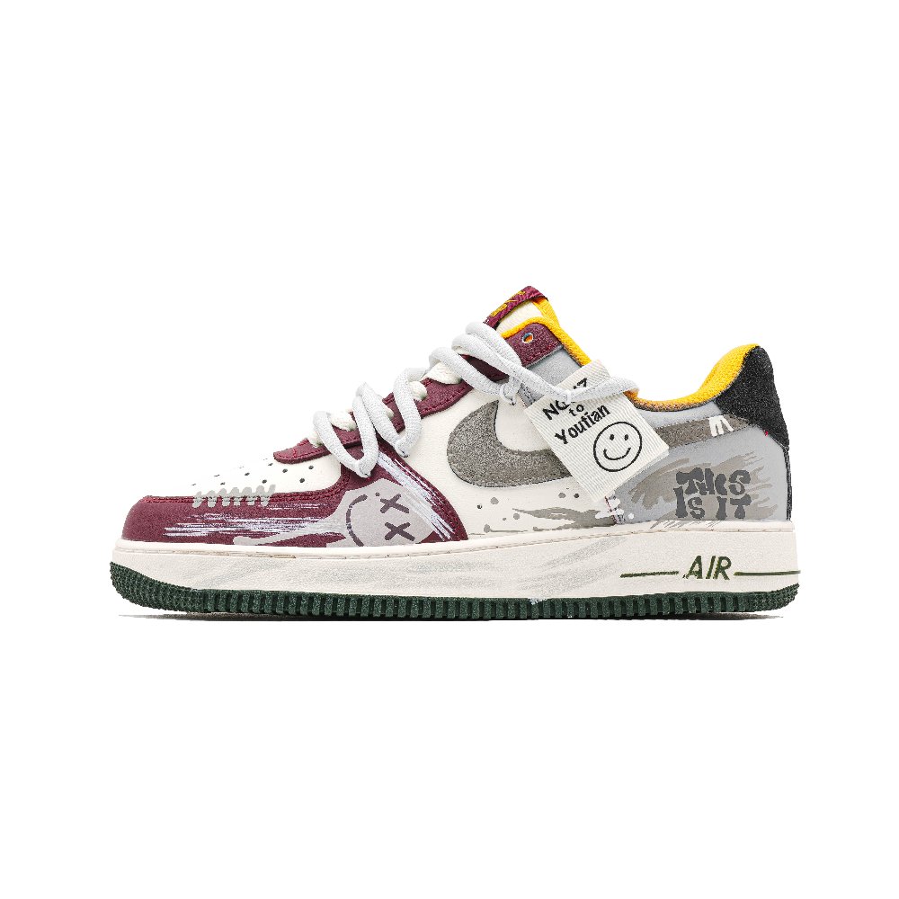 Nike Air Force 1 Cushioning, Wear Resistant Low Top Skateboard Shoes Men's Gray Brown