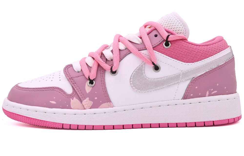Jordan Air Jordan 1 Anti-Slip And Wear-Resistant Lightweight Low-Top Vintage Basketball Shoes GS Cherry Blossom Pink