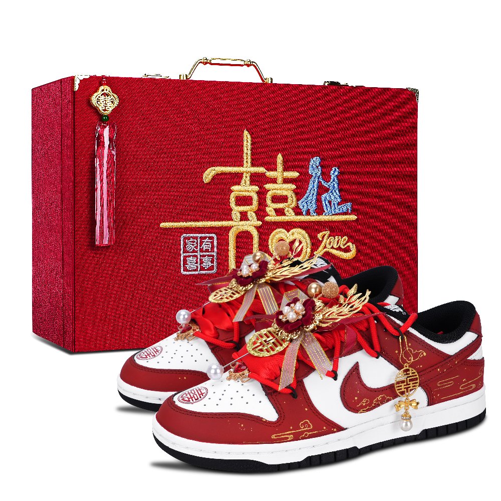 Nike Dunk Black White, Long Xiangshi Abrasion Resistant Low Top Skateboard Shoes Unisex Red