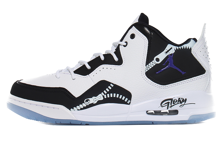 Jordan Courtside 23 Cushioned Slip-Resistant Mid-Top Vintage Basketball Shoes Men's Black White