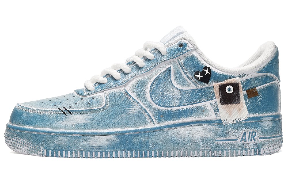 Nike Air Force 1 CUS ID Lightweight And Breathable Low-Top Skateboard Shoes Men's Blue Black