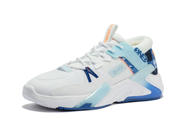 QQ x 361° Vast NFO Extra Fuzzy Anti-Slip And Wear-Resistant Warm Mid-Top Casual Shoes Men's White Blue