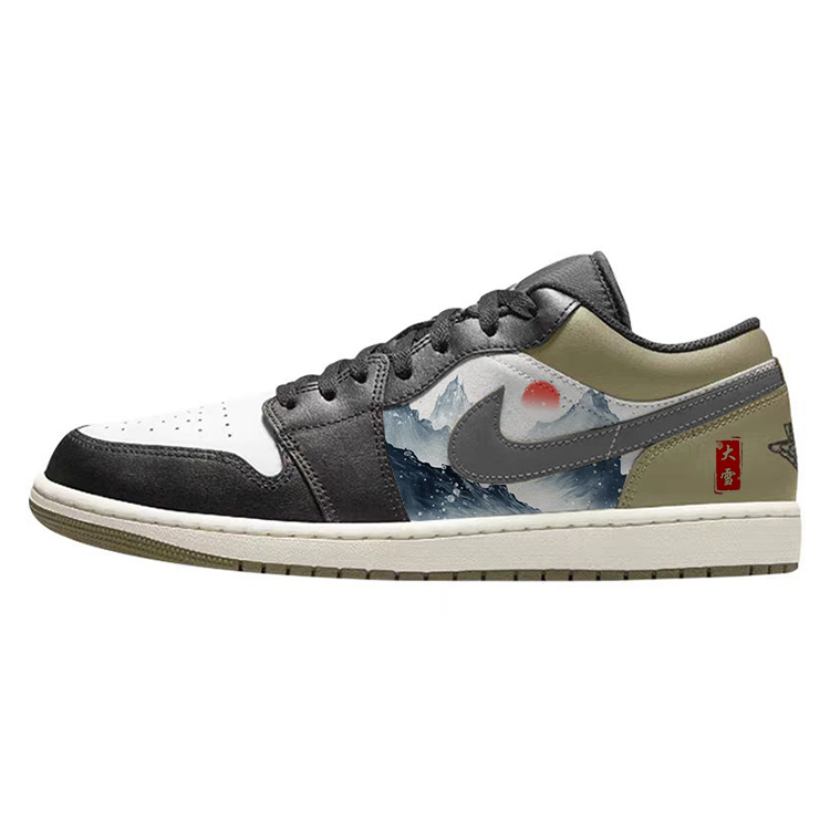 Jordan Air Jordan 1 Anti-Slip Wear-Resistant Low-Top Vintage Basketball Shoes Unisex Black White Green купить в интернет-магазине Yoocart с быстрой доставкой по России.