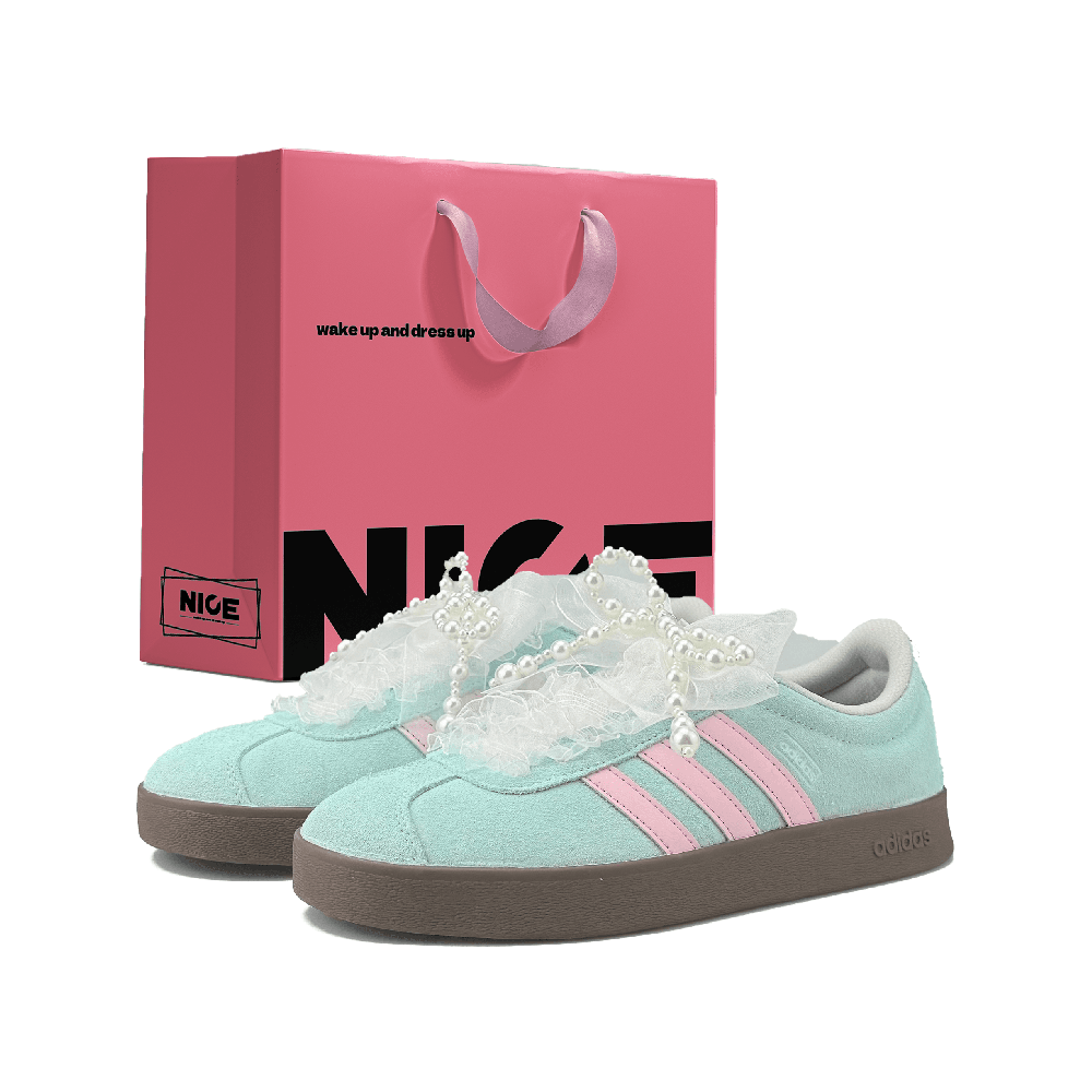 Adidas VL COURT 2.0 Low Top Skateboard Shoes Women's Cyan