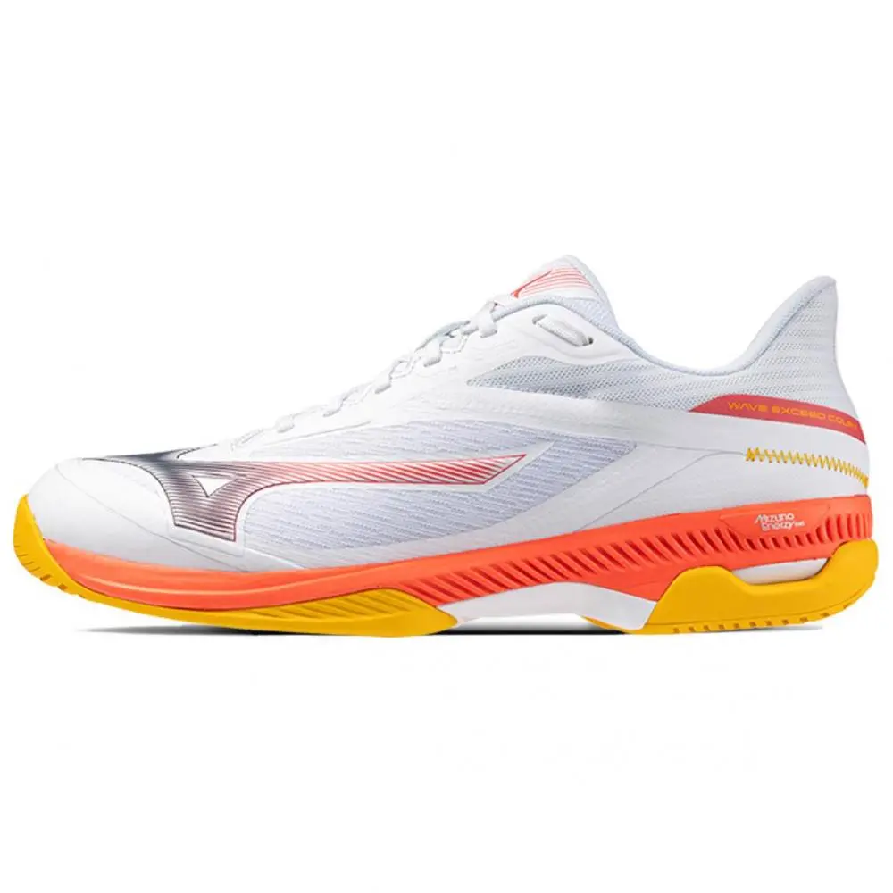 Mizuno WAVE EXCEED COURT Shock Absorbers Abrasion Resistant Slip Resistant Low top Tennis Shoes Unisex White Orange