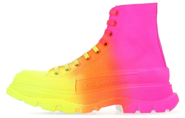 Alexander McQueen Tread Slick Boots 'Yellow Orange Pink' Women's