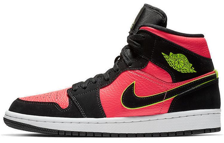 Jordan 1 Mid Black Hot Punch Women's