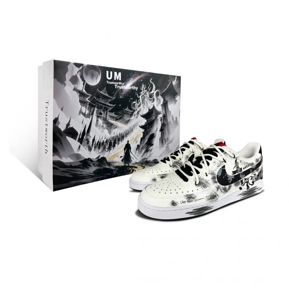 Nike Court Vision 1 Graffiti Fantasy Coverage Low top Skateboard Shoes Men's Black