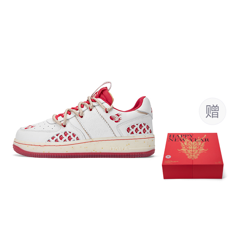 Kappa Anti Slip Wear Resistant Low Top Skateboard Shoes Unisex White Red
