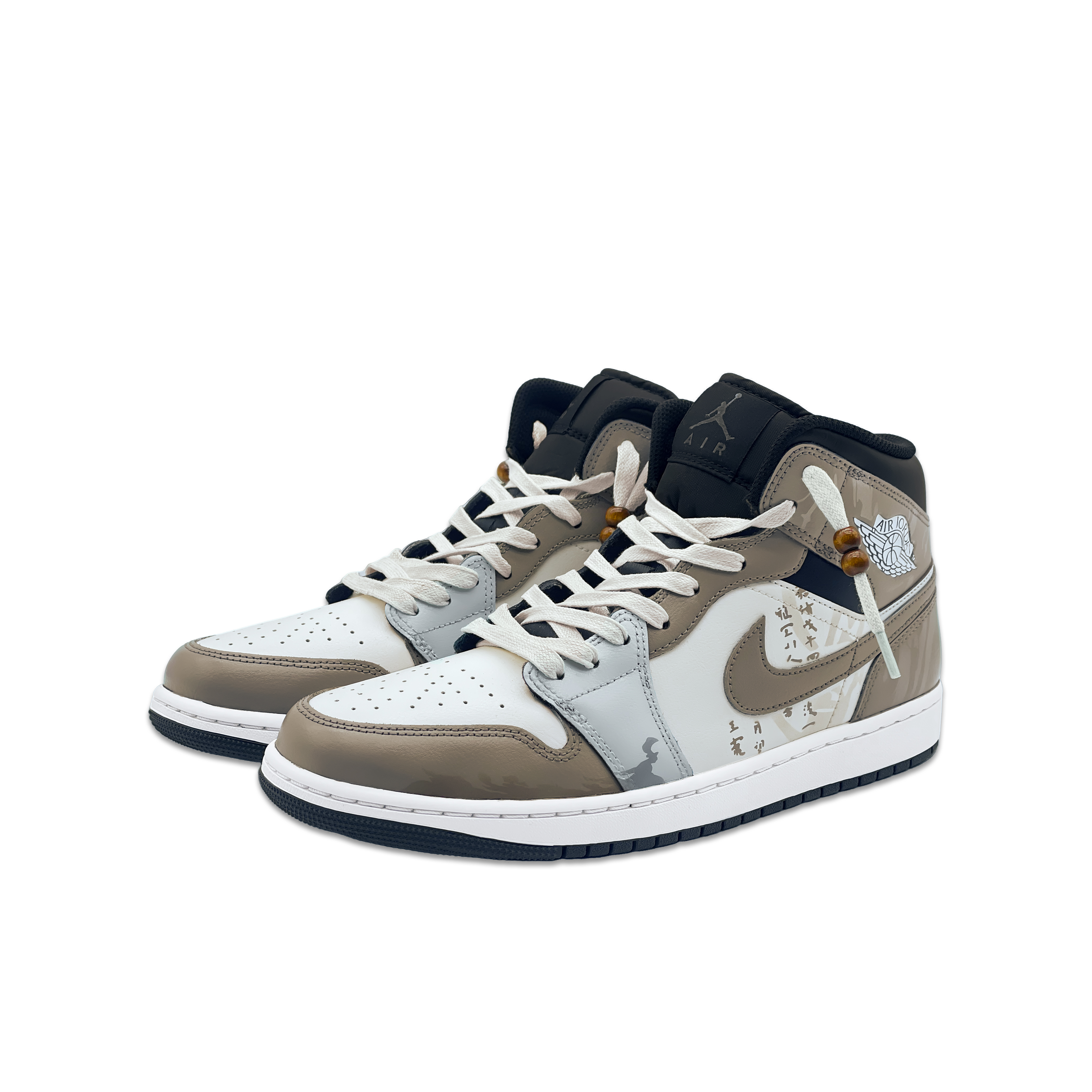Jordan Air Jordan 1 Anti Slip Wear Resistant Mid Top Vintage Basketball Shoes Unisex White Brown купить в интернет-магазине Yoocart с быстрой доставкой по России.