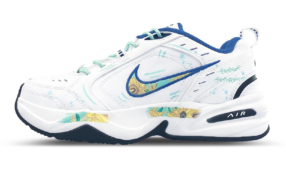 Nike Air Monarch 4 Support Coverage Moisture-Wicking Low-Top Chunky Sneakers Unisex White Green Blue