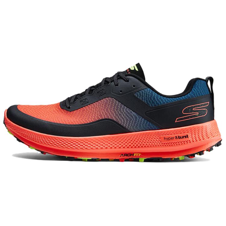 Skechers GO RUN Anti-Slip Wear-Resistant Low-Top Casual Running Shoes Men's Black Orange Red