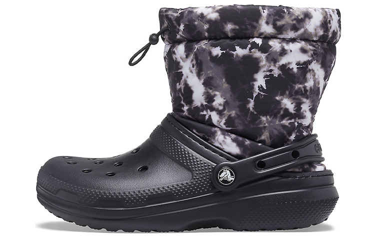 Crocs Classic Lined Neo Puff Tie Dye Boots 'Black White'