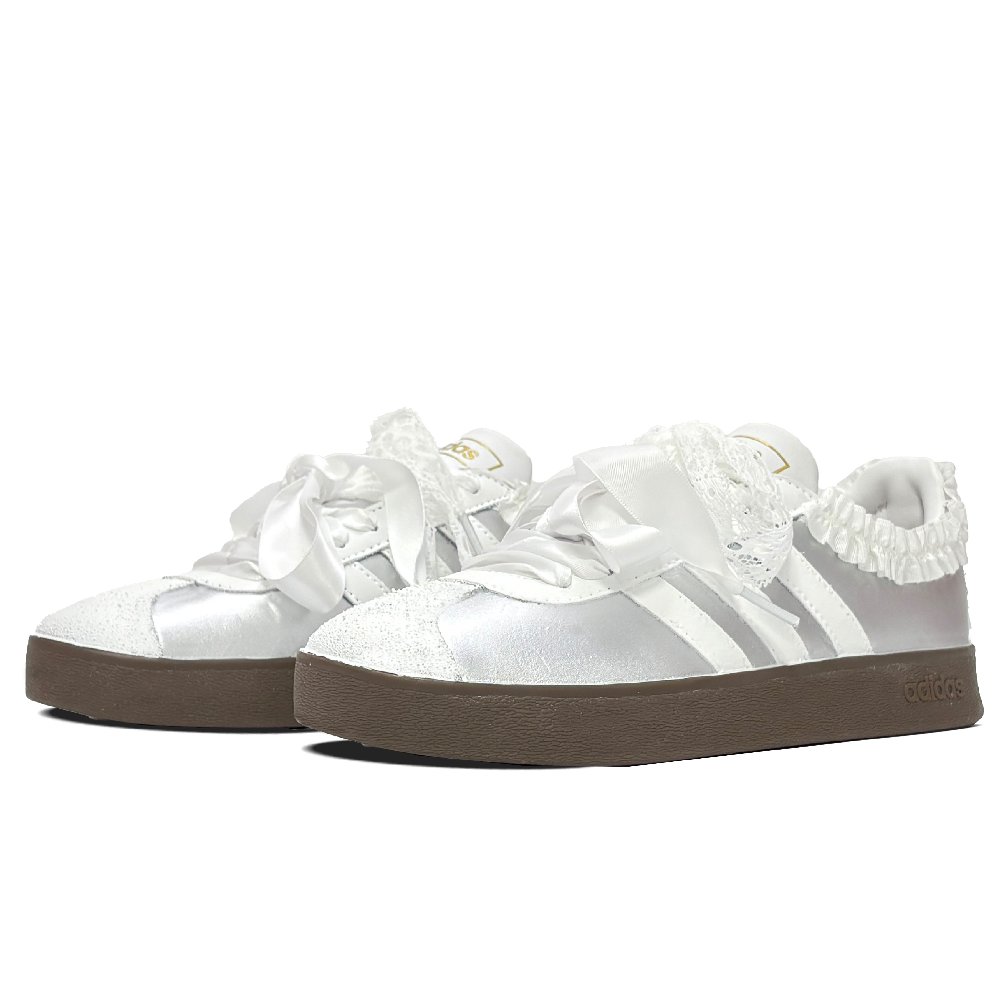 Adidas Neo VL Court 2.0 Slip Resistant Low Top Skateboard Shoes Unisex Silver White