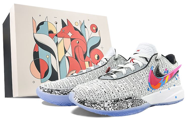 Nike LeBron 20 LeBron 20 EP Cushioned Slip-Resistant Low-Top Basketball Shoes Men's Gray Red