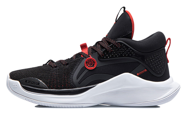 LiNing SILENCER Cushioning Anti-Slip And Wear-Resistant Mid-Top Basketball Shoes Black Red